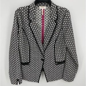 Laundry by Shelli Segal Blazer size 10 Black White Stretch Single Button Coat
